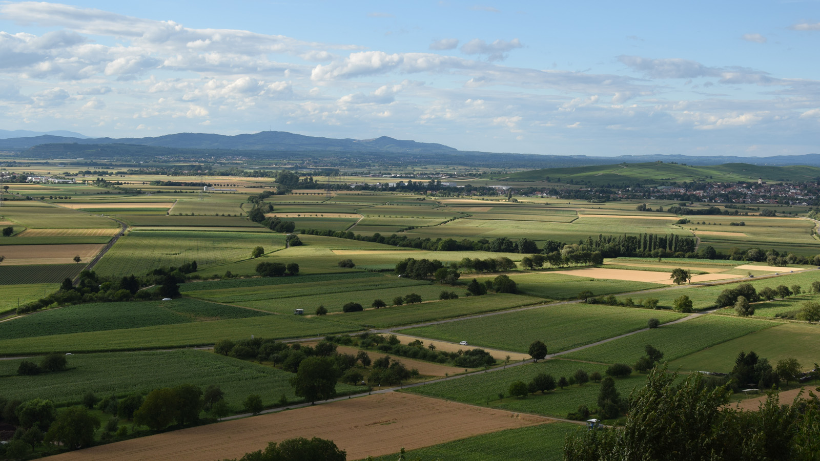 Blick über die Rheinebene auf den Kaiserstuhl